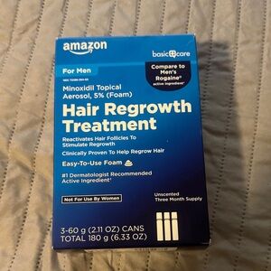Amazon Basic Care Men Hair Regrowth Treatment Foam - Blue Packaging